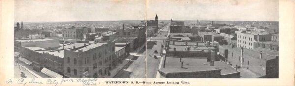 Watertown South Dakota Kemp Avenue Looking West Panoramic Bi-Fold PC AA98529