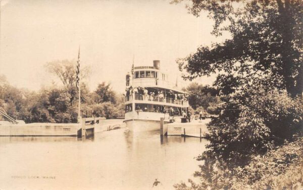 Songo Lock Maine Steamer Ship in Canal Real Photo Vintage Postcard AA98537