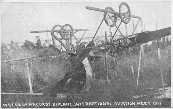 Chicago Illinois International Aviation Meet Wreck Mercury Biplane PC AA98549