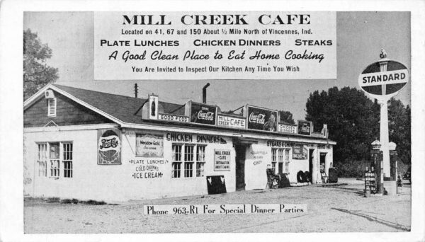 Vincennes Indiana Mill Creek Cafe Coke Sign Vintage Postcard AA92039