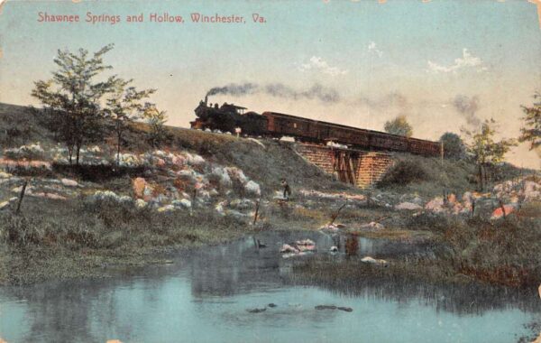 Winchester Virginia Shawnee Springs and Hollow Train Bridge Postcard AA92042