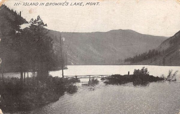 Browne's Lake Montana Island Scenic View Vintage Postcard AA92054