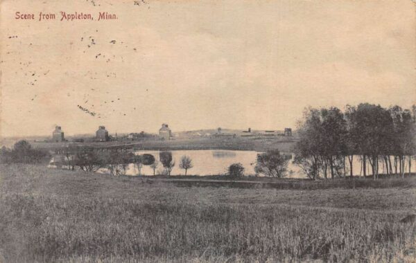 Appleton Minnesota Scenic View Grain Elevators in Distance Postcard AA92073