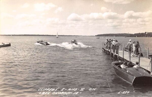 Lake Okoboji Iowa Clippers I & II, Real Photo, Vintage Postcard U21348