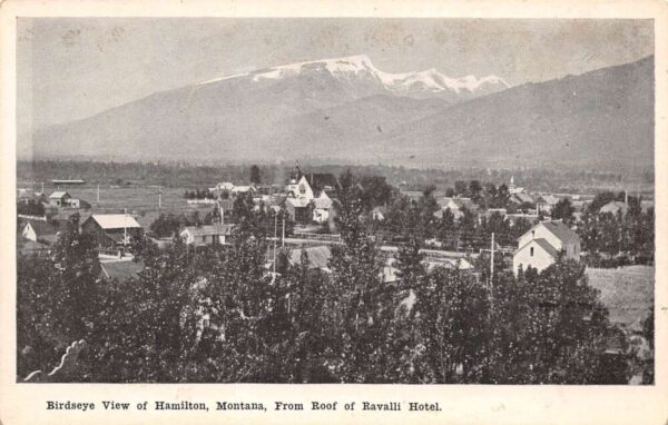 Hamilton Montana Bird's Eye View From Roof of Ravalli Hotel, Vintage PC U21362