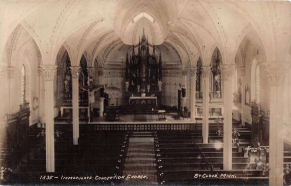 St. Cloud Minnesota Immaculate Conception Church, Real Photo, Vintage PC U21376