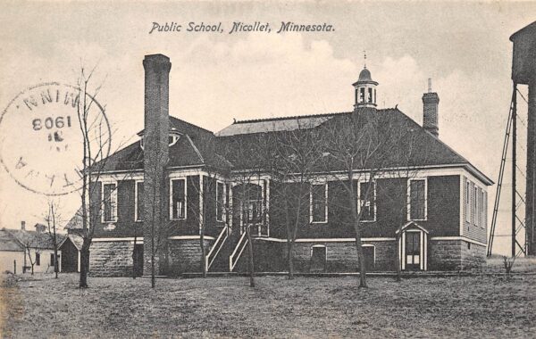 Nicollet Minnesota Public School. B/W Lithograph Vintage Postcard U21403