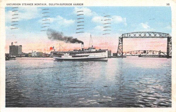 Duluth Wisconsin Superior Harbor Steamer Montauk Vintage Postcard AA93003