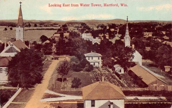 Hartford Wisconsin Looking East from Water Tower Vintage Postcard AA93308