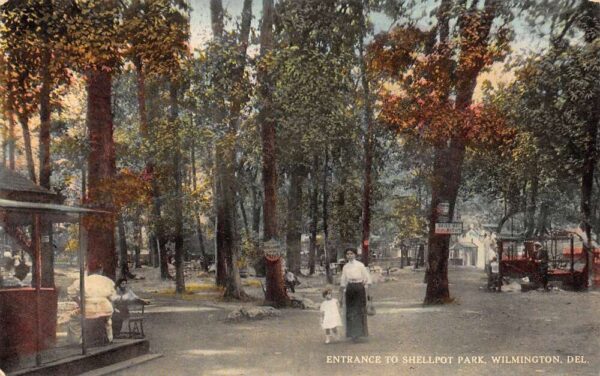 Wilmington Delaware Entrance To Shellpot Park, Color Lithograph, PC U21876