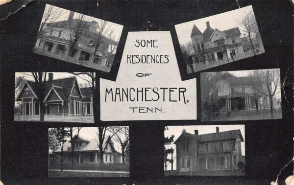 Manchester Tennessee Residences, Multi-View Lithograph, Vintage Postcard U21899