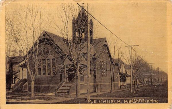 Marshfield Wisconsin Methodist Episcopal Church, Vintage Postcard U21906