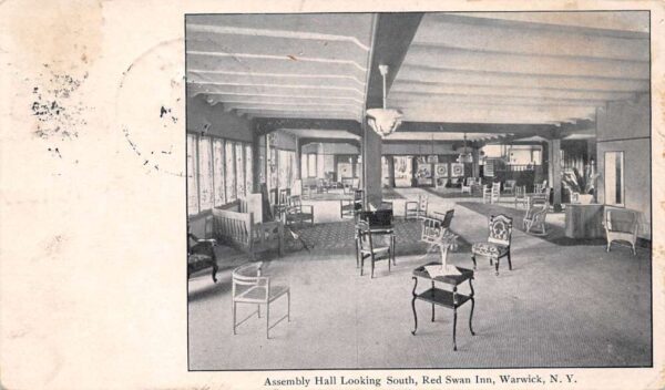 Warwick New York Red Swan Inn, Assembly Hall Looking South, Vintage PC U21924