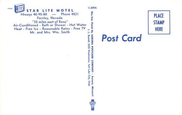 Fernley Nevada Star Lite Motel Vintage Postcard AA98669 - Image 2