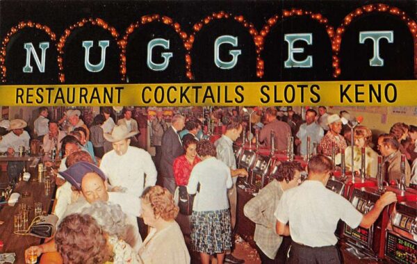 Fallon Nevada The Nugget Casino Bar and Slot Machines Vintage Postcard AA98670