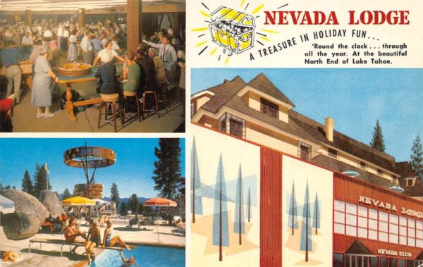 Lake Tahoe Nevada Nevada Lodge Casino Roulette Wheel Vintage Postcard AA98671