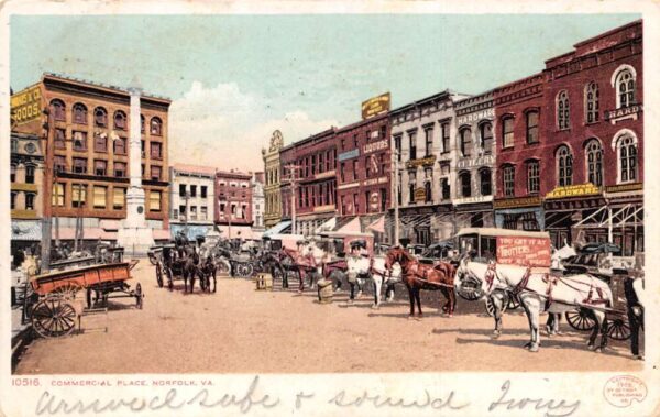 Norfolk Virginia Commerical Place Street Scene Vintage Postcard AA98684