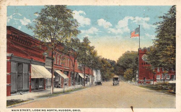 Hudson Ohio Main Street Looking North Vintage Postcard AA98695