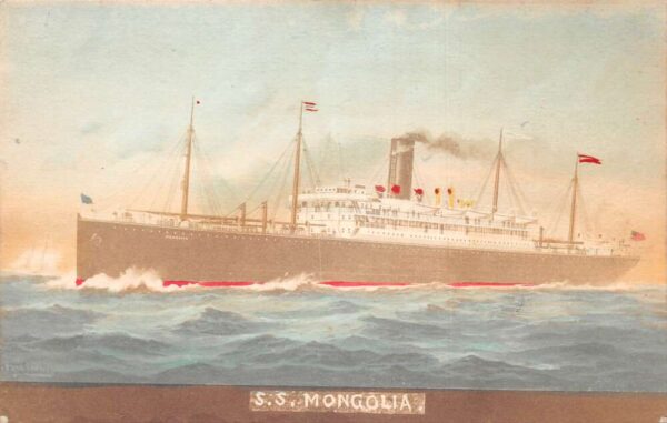 Pacific Mail Steamship Co SS Mongolia Steamer Tinted Real Photo PC AA98698