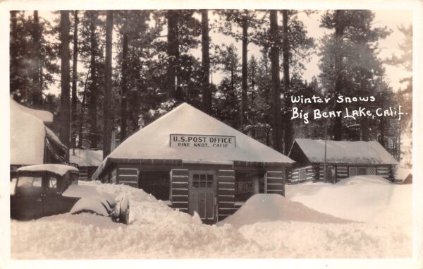 Big Bear Lake California U.S. Post Office, Pine Knot, Real Photo, PC U22649