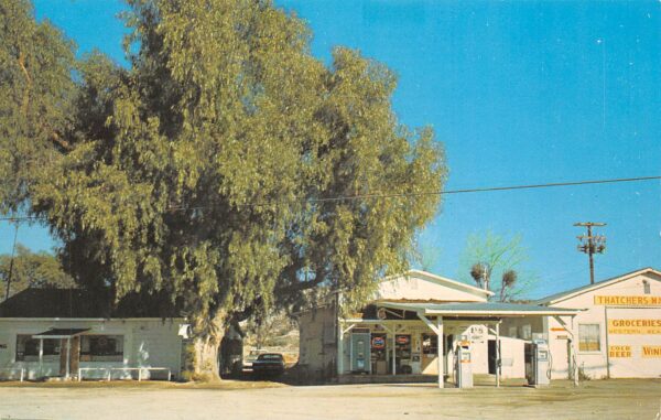 Aguanga California Town View, Market & Gas Station, Vintage Postcard U22653