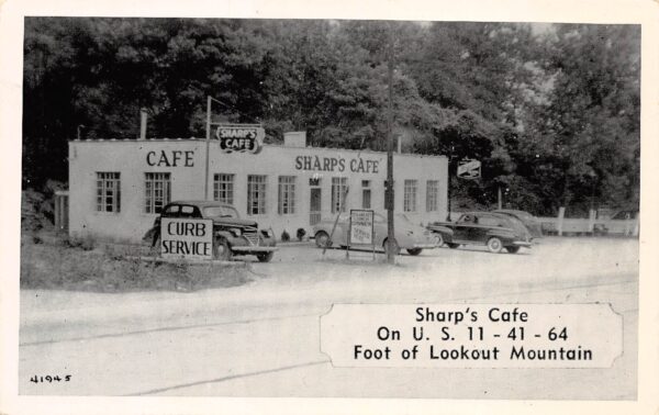 Chattanooga Tennessee Sharp's Cafe, B/W Chrome, Vintage Postcard U22658