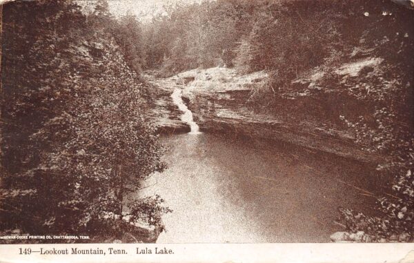 Lookout Mountain Tennessee Lula Lake, B/W Lithograph, Vintage Postcard U22660