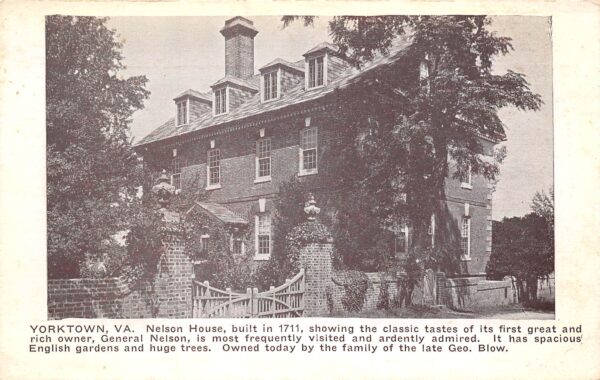 Yorktown Virginia Nelson House, Built In 1771, Vintage Postcard U22671