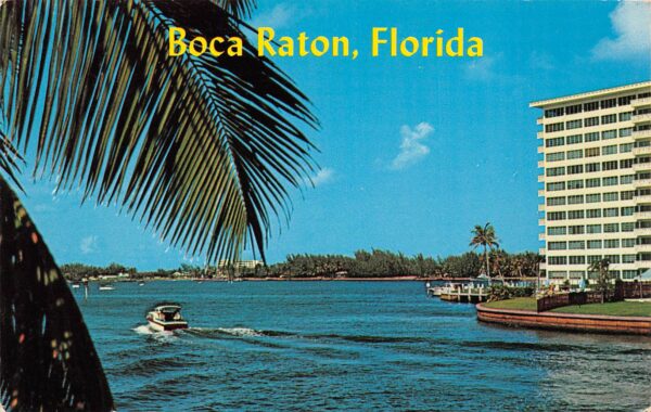 Boca Raton Florida Inland Waterway, Chrome, Vintage Postcard U22678