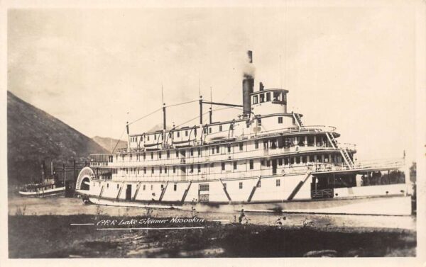 Kootenay Lake Canada CPR Steamer Nasookin Real Photo Vintage Postcard AA98817