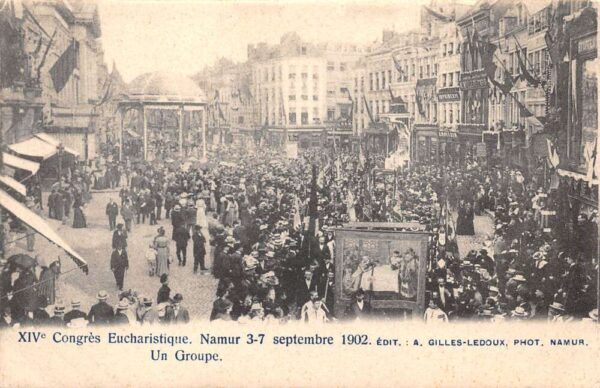 Namur Belgium Eucharistic Congress 1902 Crowd at Parade Postcard AA98834