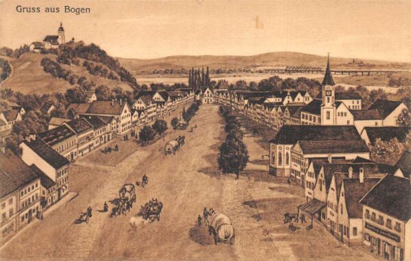 Bogen Germany Birds Eye View Gruss aus Vintage Postcard AA98840