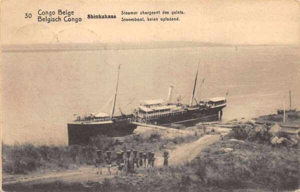 Fort de Shinkakasa Belgium Congo Steamer at Dock Vintage Postcard AA98843