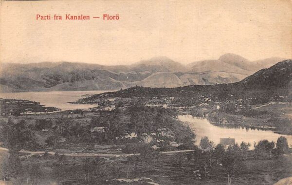 Kanalen Floro Norway Birds Eye View Vintage Postcard AA98856