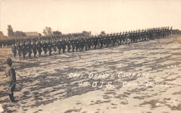 Camp Dodge Iowa Captain Drakes Company Real Photo Vintage Postcard AA98858