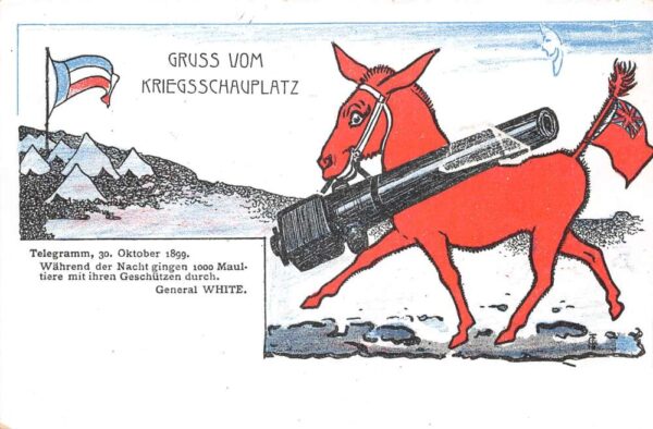 Boer War German Political Cartoon Anti British Donkey with Cannon PC AA98902