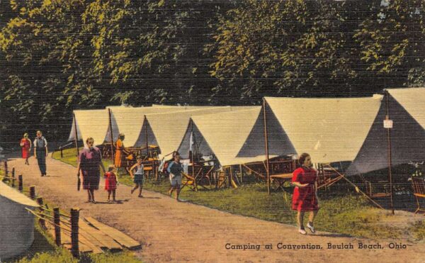 Beulah Beach Ohio Camping at Convention Tents Vintage Postcard AA98907