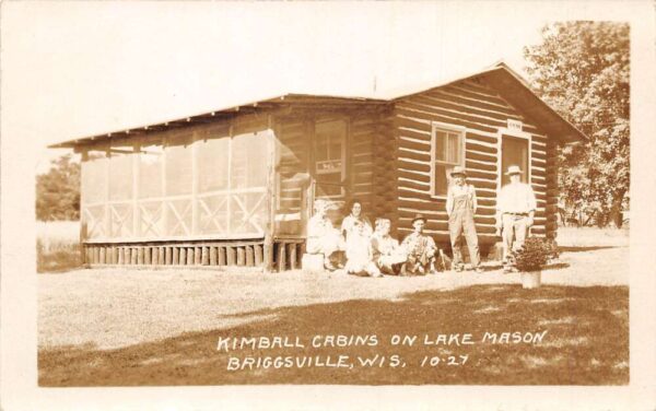 Briggsville Wisconsin Kimball Cabins Lake Mason Real Photo Postcard AA99154