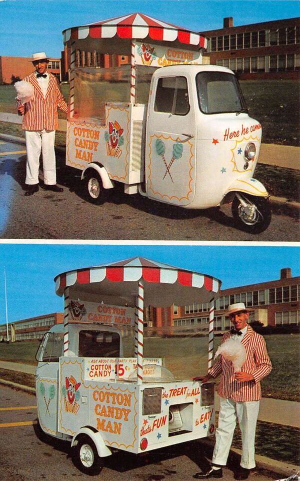 New Hyde Park New York Circus Cotton Candyman Mobile Vendor Postcard AA99163