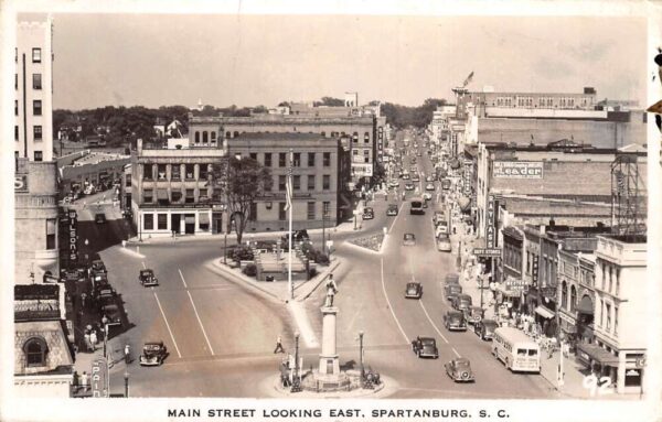 Spartanburg South Carolina Main Street Looking East Real Photo Postcard AA99170