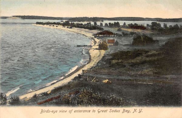 Great Sodus Bay New York Birds Eye View Beach Scenic Vintage Postcard AA99231