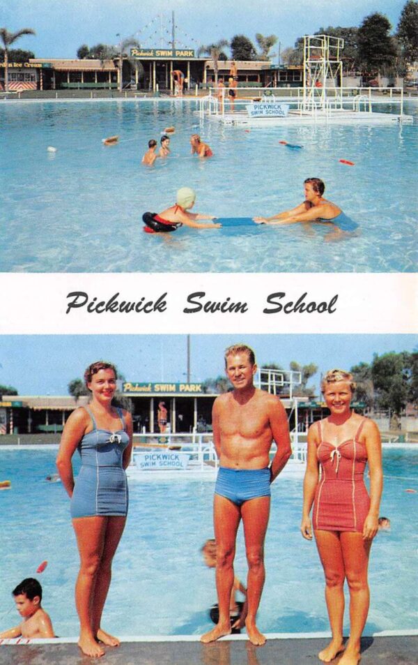 Burbank California Pickwick Swim School Swimming Pool Vintage Postcard AA99333