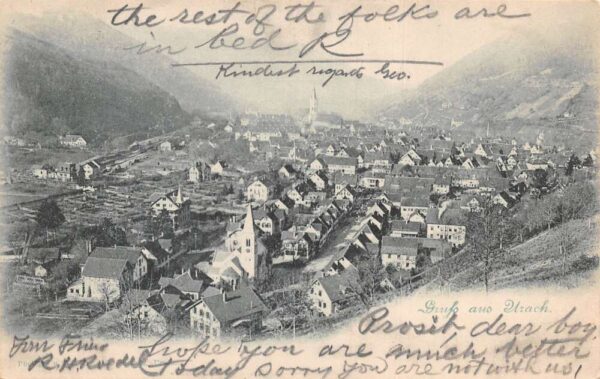 Urach Germany Birds Eye View Gruss aus Vintage Postcard AA99334