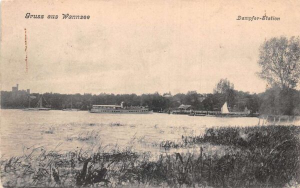 Wannsee Germany Steamer Ship Landing Gruss aus Vintage Postcard AA99335