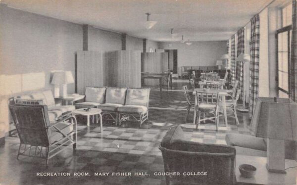 Towson Maryland Goucher College Mary Fisher Hall Rec Room Postcard AA99337