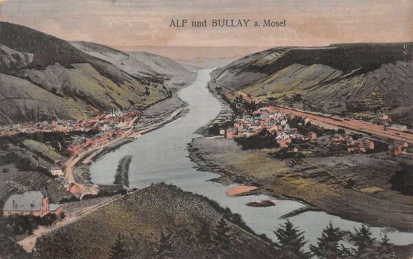 Mosel Moselle Germany Alf und Bullay Birds Eye View Vintage Postcard AA99345