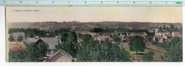 Newberg Oregon Panoramic Birds Eye View Bi-Fold Oversized Postcard AA99347